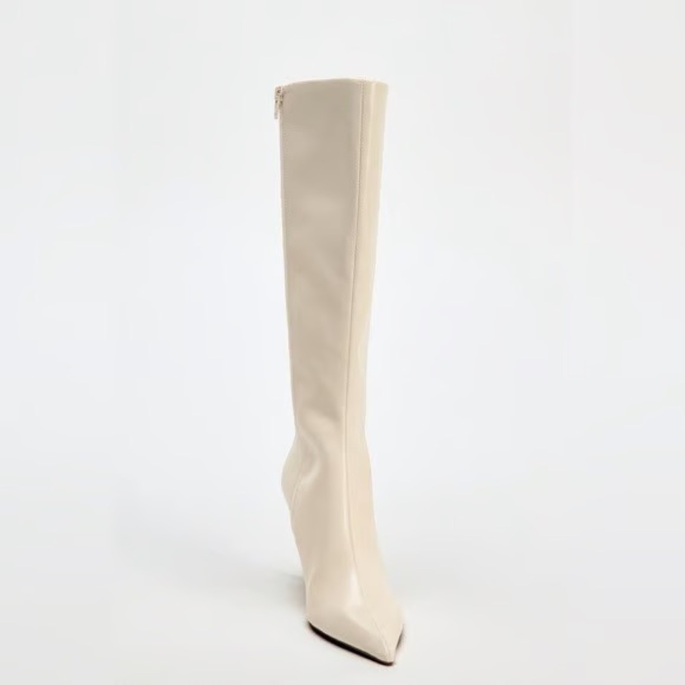 Zara Cream Heeled Boots